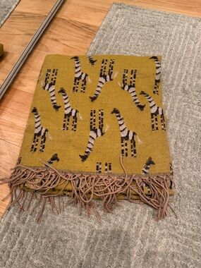 Mustard Yellow Giraffe Pattern Throw Blanket - Brand: SURYA